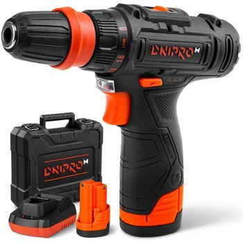 Dnipro-m Taladro Atornillador 12v 25nm, 2 Baterías 2ah + Cargador + Maletín, 2 Velocidades, Portabrocas 10mm, Luz Led – Cd-12qx