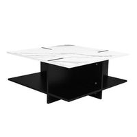 mesa de centro con almacenamiento abierto - mdf - blanco y negro
