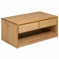 mesa de cafe - mesa de centro sauda madera maciza pino color roble 99x55x45 cm