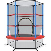 cama elastica para ninos con red de seguridad y almohadilla para muelles costway 165 x 165 x 161 cm azul