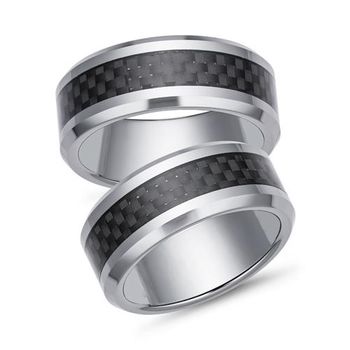 Alianzas de boda tungsteno carbono incrustación alianzas de pareja