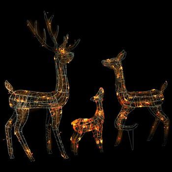 Familia De Renos De Navidad Acrílico 300 Leds De Colores Vidaxl