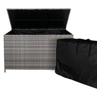 caja de almacenamiento de ratan grande para jardin 138cm baul de exterior 582l  gris