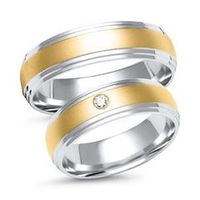 alianzas 8 quilates oro blanco amarillo con diamante