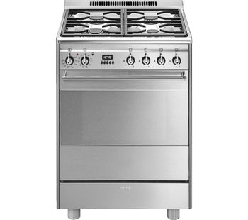 SMEG SUK61PX8 60 cm Dual Fuel Cooker - Stainless Steel, Stainless Steel