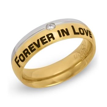 Anillo acero inoxidable chapado en oro incl. grabado láser