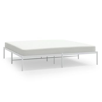 Cama Matrimonial | Cama Para Adultos | Estructura De Cama De Metal Blanca 200x200 Cm