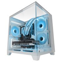 mars gaming mc-3cm caja microatx vista 3d triple cristal templado doble camara lateral blanco