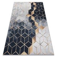 alfombra lavable andre 1171 cubo geometrico antideslizante - negro  120x170 cm