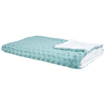 Manta De Poliéster Verde Claro Blanco 200 X 220 Cm Colcha Cubrecama Kandilli