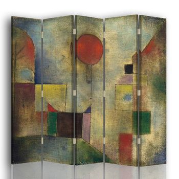 Legendarte - Biombo El Globo Rojo - Paul Klee - Separador De Ambientes Para Interiores Cm. 180x170 (5 Paneles)