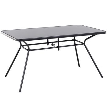 Mesa De Jardín Cuadrada Acero Revestido De Polvo Negro 140 X 80 Cm Moderna Exterior Livo