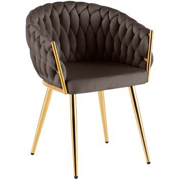 Silla De Comedor Molise Terciopelo Dorado Marrón 57x58x80 Cm Clp