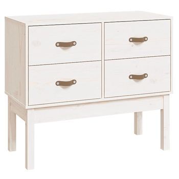 Mueble Consola De Madera Maciza De Pino Blanco 90x40x78 Cm