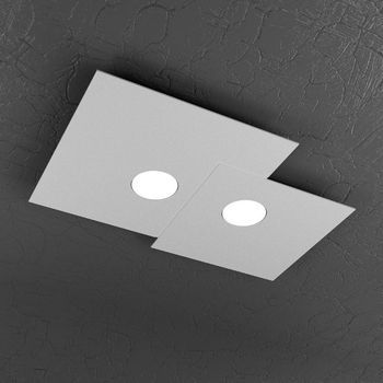 Lámpara De Techo Cuadrada Toplight Plate De 2 Luces Con Casquillo Gx53, Estructura Antracita, Diseño Moderno 50x35x3cm