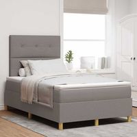 vidaxl cama tipo box spring con cabecera taupe 120 x 200 cm tela