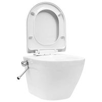 inodoro de pared sin bordes con funcion de bide ceramica blanco vidaxl