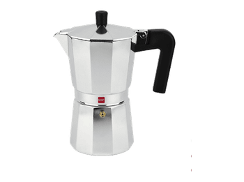 Cafetera tradicional - Magefesa Catual, Aluminio, 6 Tazas, Compatibilidad Universal, Apto para Inducción, Asa de Toque Frío, Plata