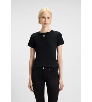 HUGO para mujer. 50512002 Camiseta Deloris negro (S), Casual, Algodón, Manga corta
