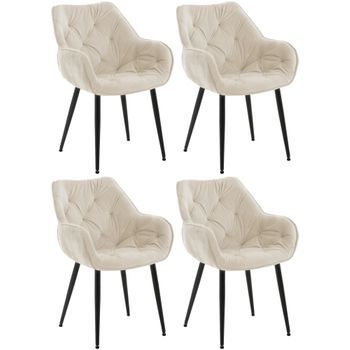 Set De 4 Sillas Tanna De Salón En Terciopelo Crema 62x58x83 Cm Clp