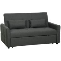 homcom sofa convertible 2 plazas 3 en 1 sofa cama clic clac 160 cm respaldo regulable asiento amplio 2 cojines gris oscuro