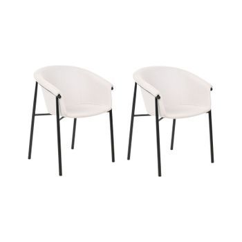 Conjunto De 2 Sillas Beige Negro Poliéster Contemporáneo Comedor Ames