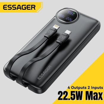 ESSAGER ES-D016 10000mAh 20000mAh 22.5W Cargador portátil con pantalla digital y cable dual para Huawei Pura 70 Ultra y