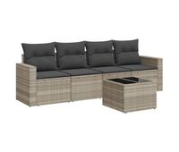 vidaxl set de sofas jardin y cojines 5 pzas ratan sintetico gris claro