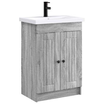 Juego De Muebles De Baño Sonoma Gris 78,5 X 37,5 X 81 Cm Vidaxl