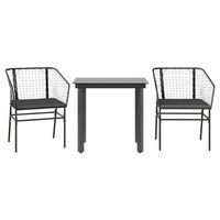 set comedor jardin 3 pzas cojines ratan sintetico vidrio negro cfw461762