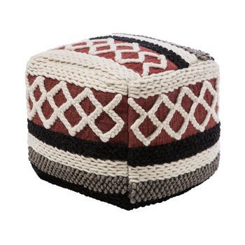 Puf Multicolor De Algodón Trenzado Macramé Boho Rústico Sagar