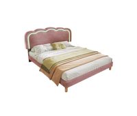 cama juvenilcama doble de terciopelo 140x200cm con luz led y cabecera de altura ajustablerosa