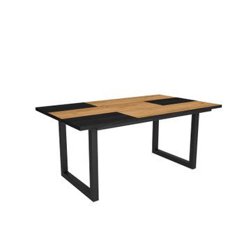 Mesa De Comedor, 8 Comensales, 170, Robusta Y Estable Gracias A Su Estructura Y Patas Macizas, Ideal Para Reuniones Familiares, Roble Y Negro, Estilo