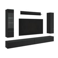 conjunto de muebles de salon vera xxl juego de muebles de salon mueble de television iluminacion led incluida color negro mate