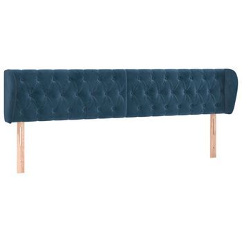Cabecero，cabecero Cama，panel De Cabecera De Terciopelo Azul Oscuro 203x23x78/88 Cm