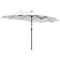 outsunny sombrilla doble con 48 luces led 45x265 m manivela proteccion solar para terraza jardin piscina crema