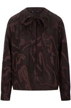 blusa con escote de gota en tejido dévoré dark brown