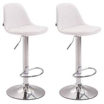 Clp Set 2 Taburetes Kiel En Cuero Pu Simil Cuero Blanco 39x39x82 Cm