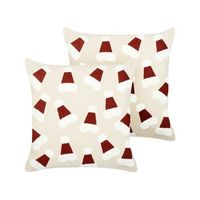 conjunto de 2 cojines de tela con motivo navideno beige 45 x 45 cm sugarplum