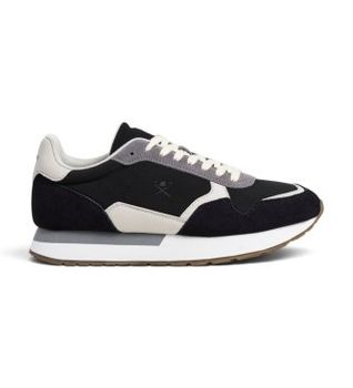Hackett London para hombre. HMS200125 Zapatillas de ante Vector Device negro (43), Plano, Serraje, Cordones, Casual