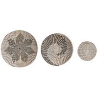 conjunto de 3  platos decorativos de hierba marina hechos a mano natural claro cantho