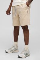 tall elasticated waist relaxed fit carpenter shorts beige