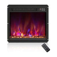 costway 18r insercion de chimenea electrica calentador de chimenea empotrable de 1500w con mando a distancia temporizador termostato negro