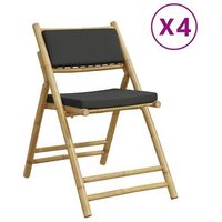 pack 4 uds sillas de bistro plegables con cojines bambu gris oscuro