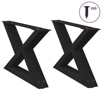 Patas Para Mesa De Centro (2 Unidades), Color Negro, 60 X (30-31,3) Cm, Acero Vidaxl