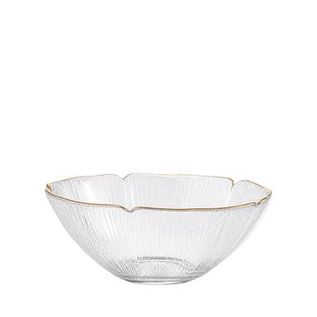 Ensaladera floral en vidrio con bordes dorados 25cm