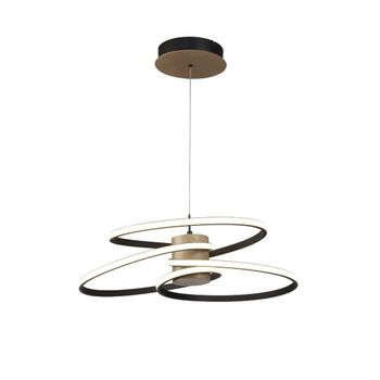 Lámpara colgante led moderna original con madera y piezas en espiral