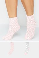 yours juego 2 pares calcetines textura grises y rosas