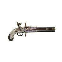 outlet replica de la pistola de chispa de 2 canones giratorios disenada por w bailes fabricada en metal y cachas de plastico imitacion marfil con mecanismo simulador de carga y disparo con cano ciego no dispara para decoracion