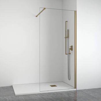 Mampara De Ducha Frontal Fija 8 Mm Dorada 98-100 Cm Bellobath